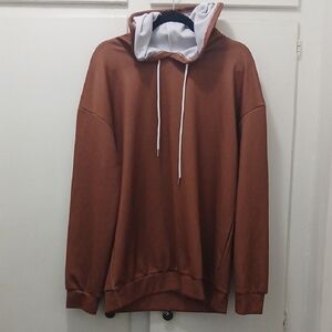 Cozy Brown Hoodie with White Accents